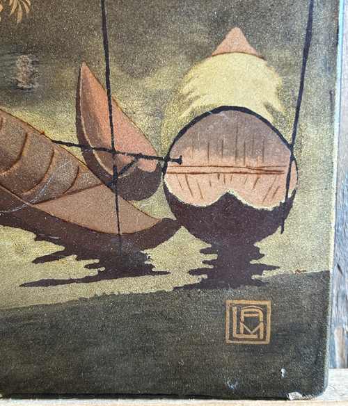 Lacquer Panel From Vietnam Circa 1950 Signed Lam - Vietnamese 