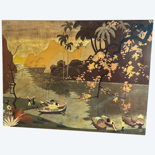 Lacquer Panel From Vietnam Circa 1950 Signed Lam - Vietnamese 