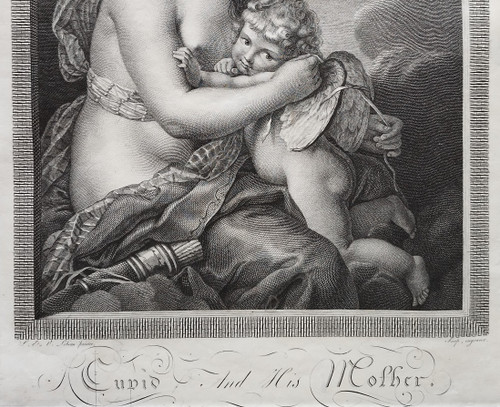 Cupid And His Mother Venus Gravure 19ème Par William Sharp d'Après Vigée Lebrun