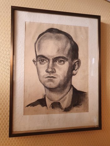 Portrait of a Man , Charcoal Drawing , Art Deco , XX°.