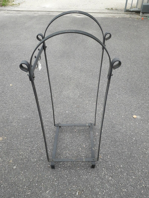 Wrought iron server with log holder 