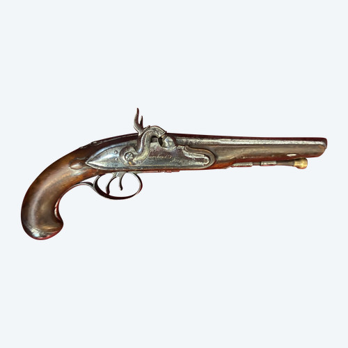 TRANSFORMED DOUBLE-BARREL PERCUSSION FLINT PISTOL signed “LAMBERT dit BIRON”, End of the 18th century 