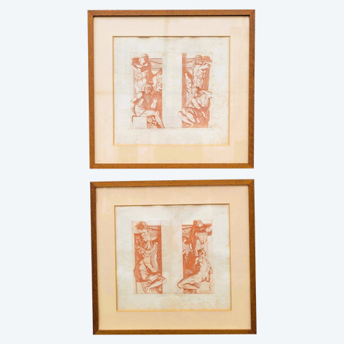 Pair of engravings in the style of sanguine 