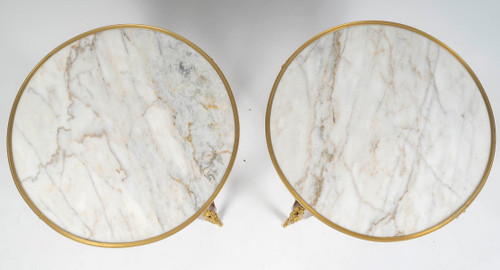 Pair of Louis XV style pedestal tables, early 20th century 