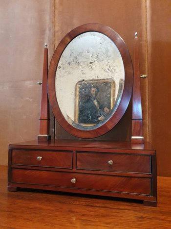 Table Mirror/Psyche , Mahogany And Bronze , Early XIX°.