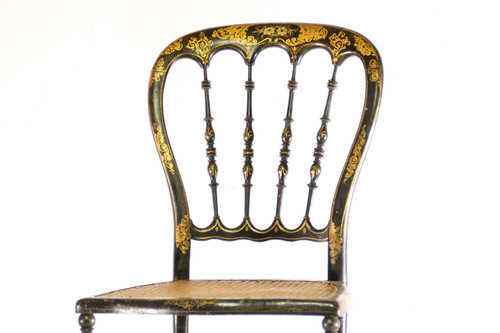 Two Beautiful Napoleon III Chairs in Blackened and Gilded Wood 