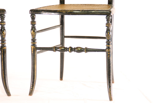 Two Beautiful Napoleon III Chairs in Blackened and Gilded Wood 