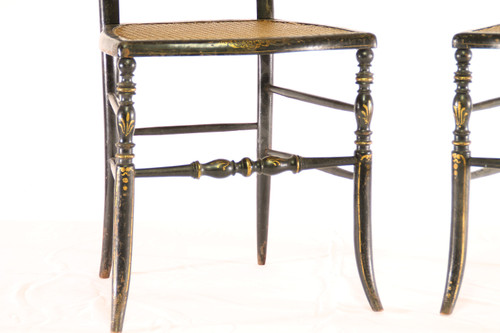 Two Beautiful Napoleon III Chairs in Blackened and Gilded Wood 