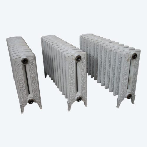 Set of three cast iron radiators 