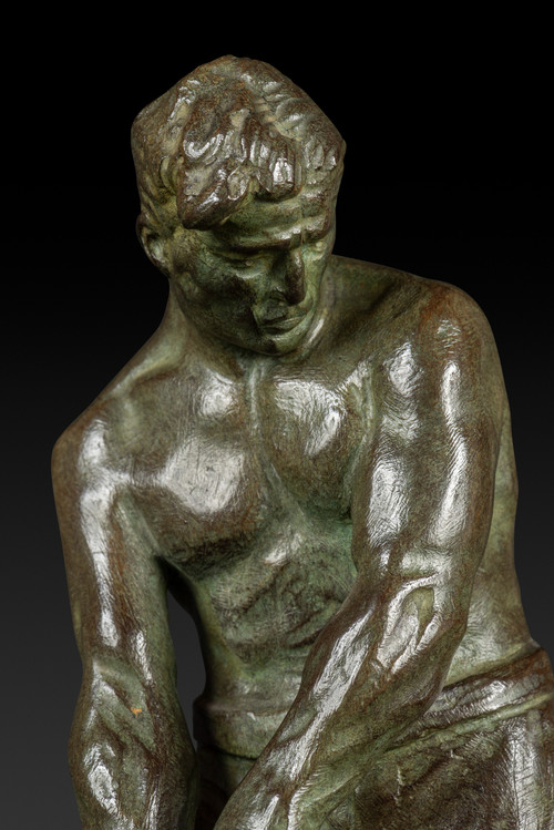 Small Art Deco bronze statue 'The Hammerer' by Victor Demanet (1895-1964): 