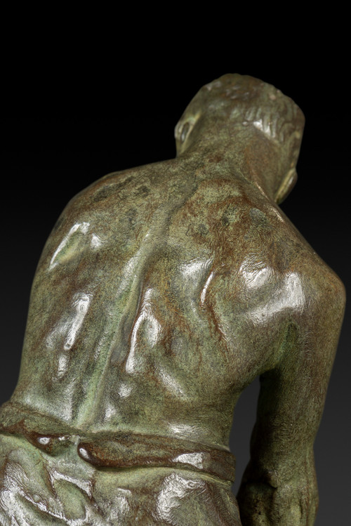 Small Art Deco bronze statue 'The Hammerer' by Victor Demanet (1895-1964): 