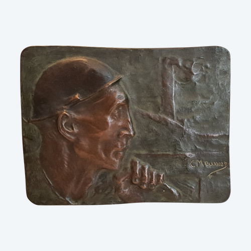 Bronzebasrelief "Der Bergmann" (1904) von CONSTANTIN MEUNIER (1831-1905)