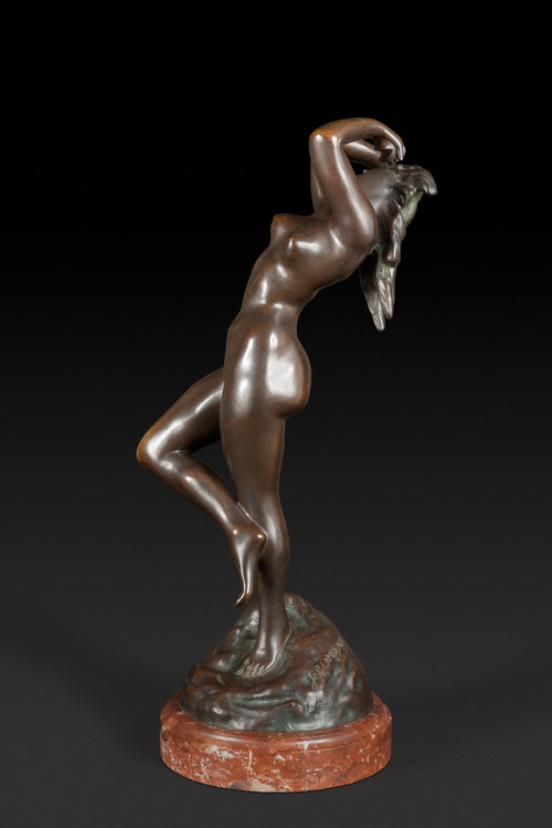 Statua in bronzo "LA DANZATRICE CON LE CASTAGNETTE" di JEF LAMBEAUX (1852 – 1908):