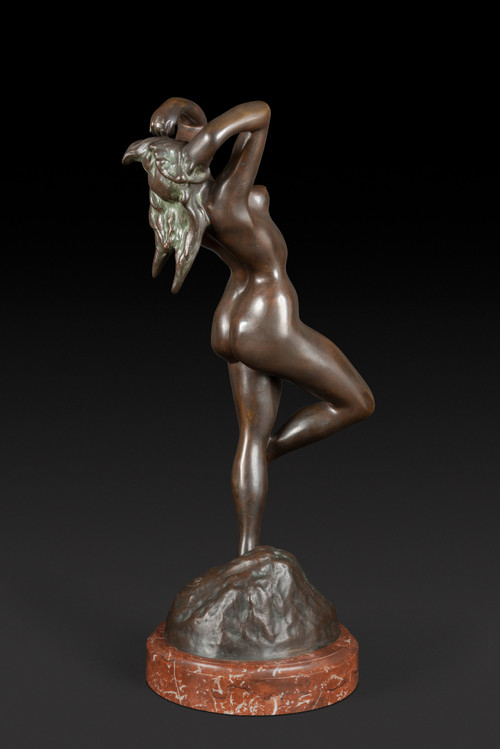 Statua in bronzo "LA DANZATRICE CON LE CASTAGNETTE" di JEF LAMBEAUX (1852 – 1908):