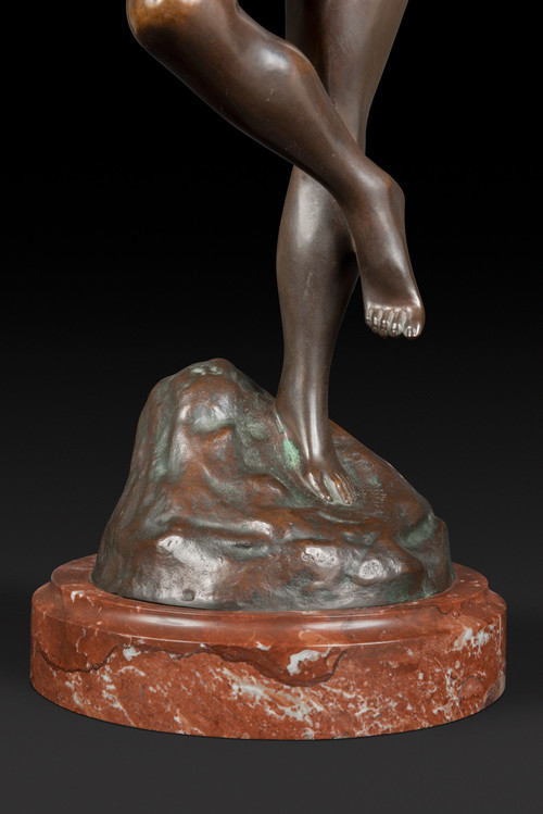 Statua in bronzo "LA DANZATRICE CON LE CASTAGNETTE" di JEF LAMBEAUX (1852 – 1908):