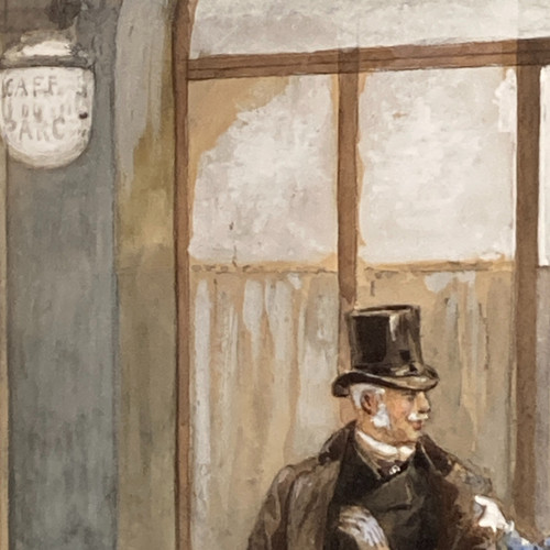 Le Café du Parc, watercolor by O.NORIE