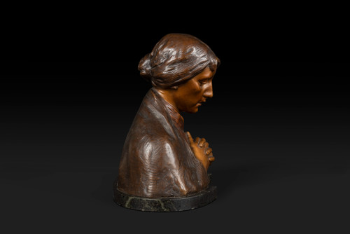 « MATER DOLOROSA » buste en bronze de Adolf Josef Pohl (1872-1930): 