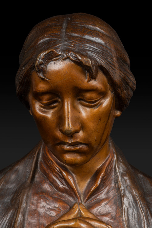 « MATER DOLOROSA » buste en bronze de Adolf Josef Pohl (1872-1930): 