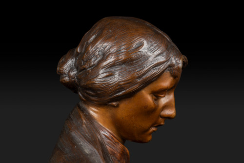 « MATER DOLOROSA » buste en bronze de Adolf Josef Pohl (1872-1930): 