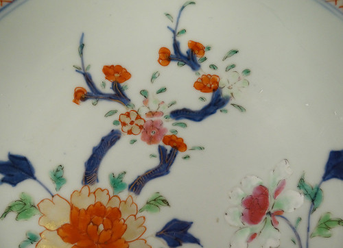 Pair Hollow Porcelain Dishes China Imari Flowers Peonies Qianlong XVIIIth