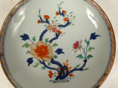 Pair Hollow Porcelain Dishes China Imari Flowers Peonies Qianlong XVIIIth