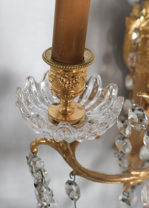 Pair of 5-light wall lights in Louis XVI style, Napoleon III period 