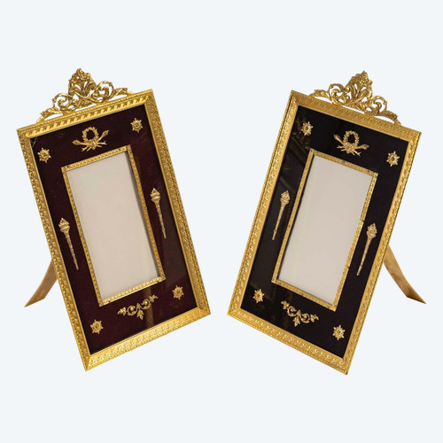 A pair of Louis XVI style photo frames, late 19th century 