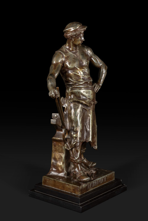 « LE TRAVAIL » statua in bronzo di Emile Louis Picault (1833-1915):