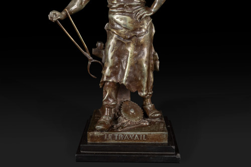 « LE TRAVAIL » statua in bronzo di Emile Louis Picault (1833-1915):