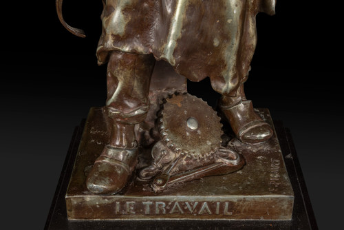 « LE TRAVAIL » statua in bronzo di Emile Louis Picault (1833-1915):