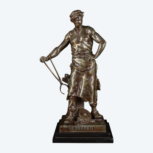 « LE TRAVAIL » statua in bronzo di Emile Louis Picault (1833-1915):