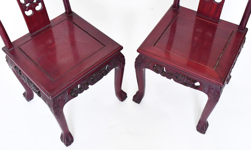 Suite of 10 Chinese chairs in red lacquer