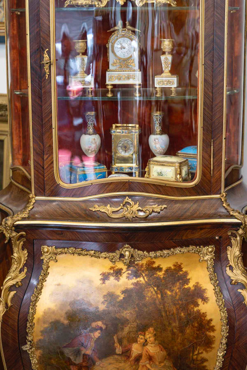 A Showcase In Marquetry And Martin Varnish Late 19th Century 