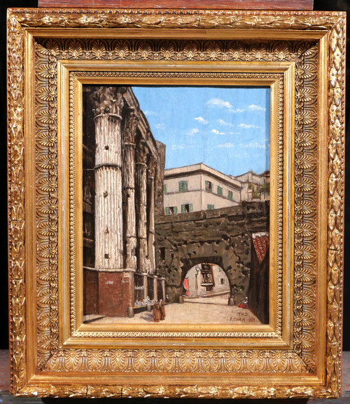 Painting Italy Rome Grand Tour temple ruins Roman antiquity impressionism