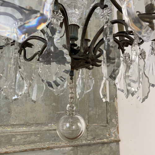 Large Regency-style crystal cage chandelier