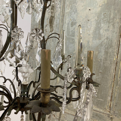 Large Regency-style crystal cage chandelier