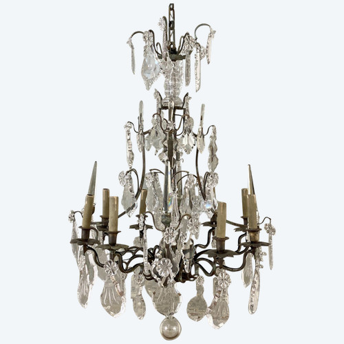 Large Regency-style crystal cage chandelier