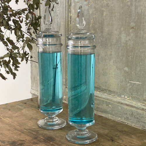 Pair of large 19th century pharmacy bottles