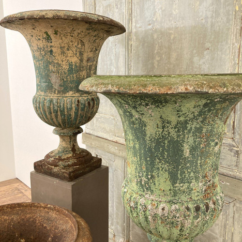 Three Large Medici Cast Iron Vases 19th Century