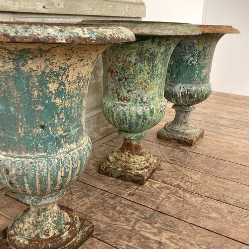 Three Large Medici Cast Iron Vases 19th Century