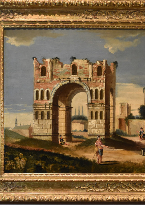 Architectural Capriccio With Ancient Classical Ruins, Jacob Fabris (venice, 1689 - 1761)