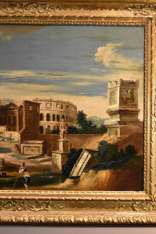 Architectural Capriccio With Ancient Classical Ruins, Jacob Fabris (venice, 1689 - 1761)