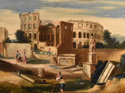 Architectural Capriccio With Ancient Classical Ruins, Jacob Fabris (venice, 1689 - 1761)