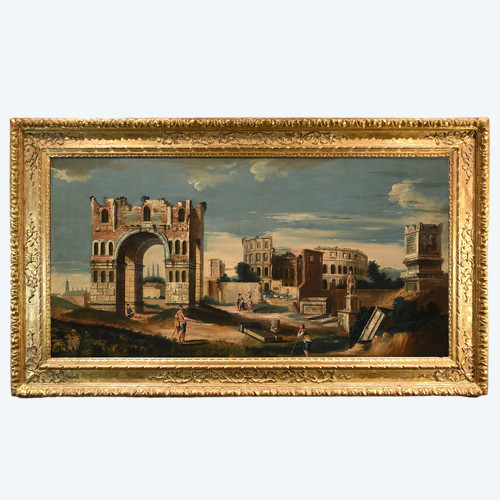 Architectural Capriccio With Ancient Classical Ruins, Jacob Fabris (venice, 1689 - 1761)