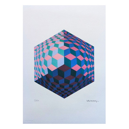 1970 Originale Splendido Victor Vasarely Op Art Litografia in edizione limitata