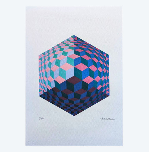 1970 Originale Splendido Victor Vasarely Op Art Litografia in edizione limitata