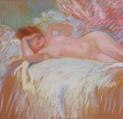 Henri Le Riche Pastell nackte Frau Zeichnung Gemälde Jugendstil Impressionismus