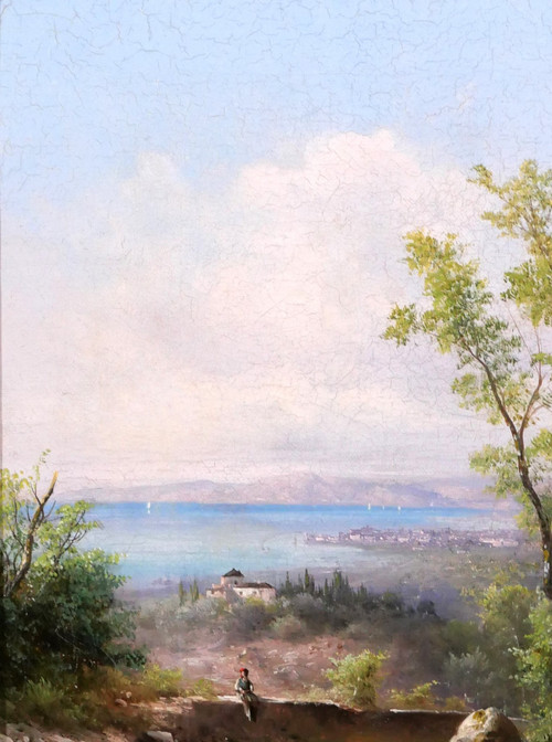 Agostini Livorno landscape, Italy, Tuscany, painting, Montenero