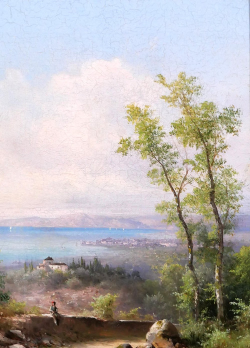 Agostini Livorno landscape, Italy, Tuscany, painting, Montenero