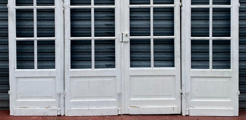 Set of four partition doors in weathered fir